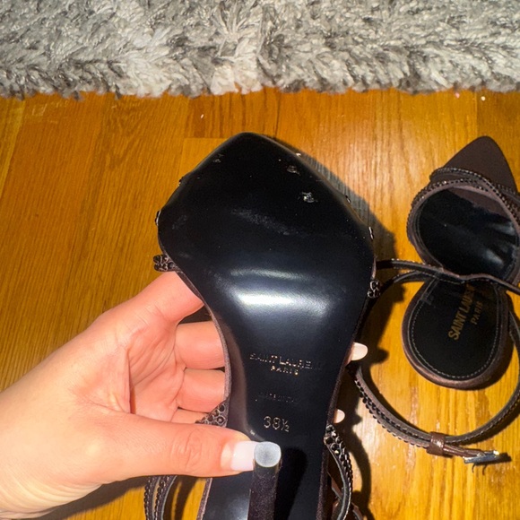 NWOT Saint Laurent Ava sandals in crepe satin with rhinestones - Picture 12 of 13